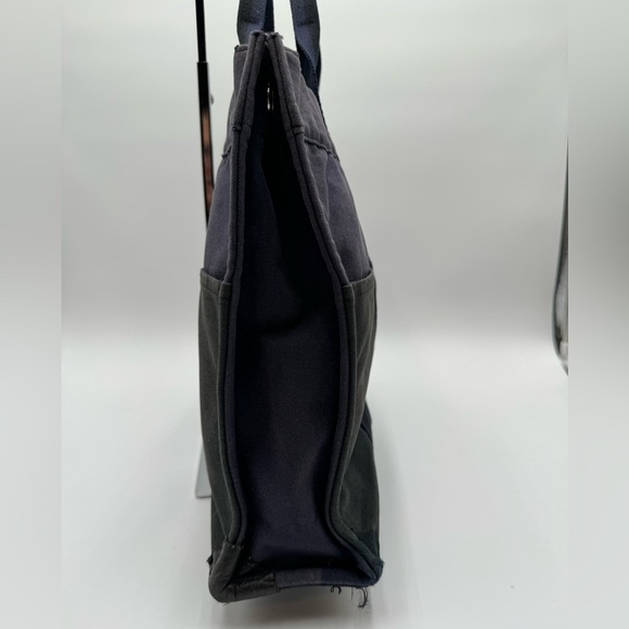 Hermes-Authentic- 2 Tone Large Canvas Tote Blue / Gray / Black - Picture 8 of 16